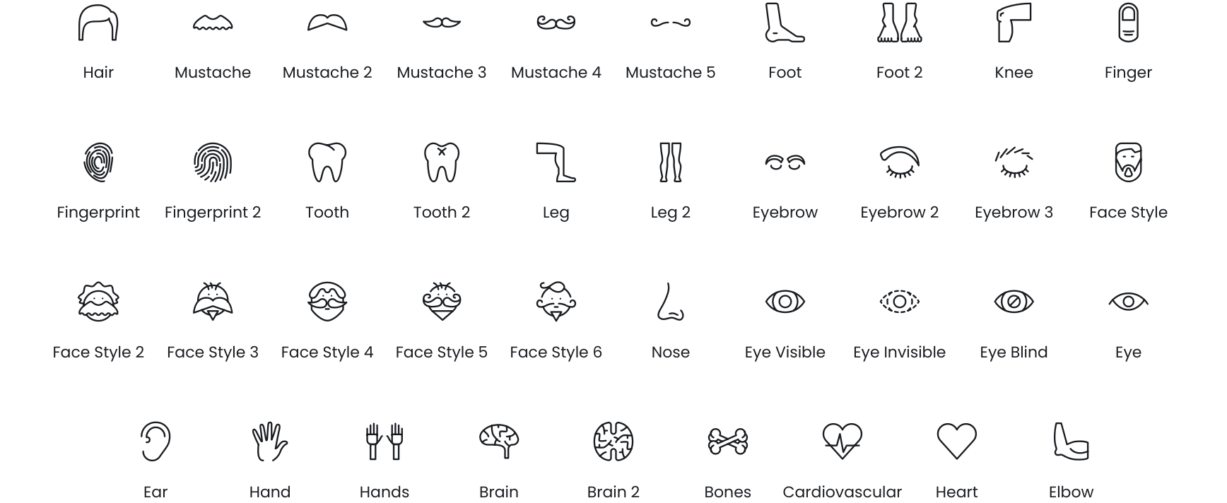 Body Parts icons