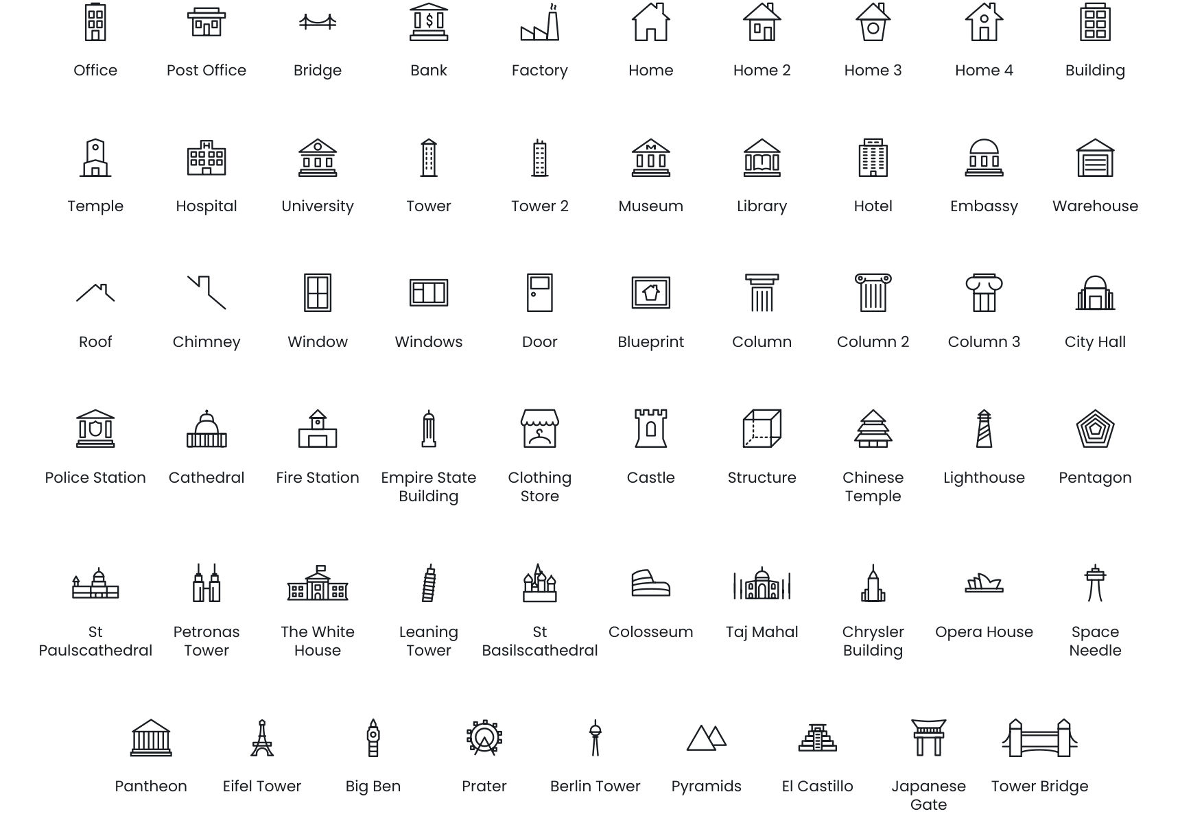 Buildings & Landmarks icons