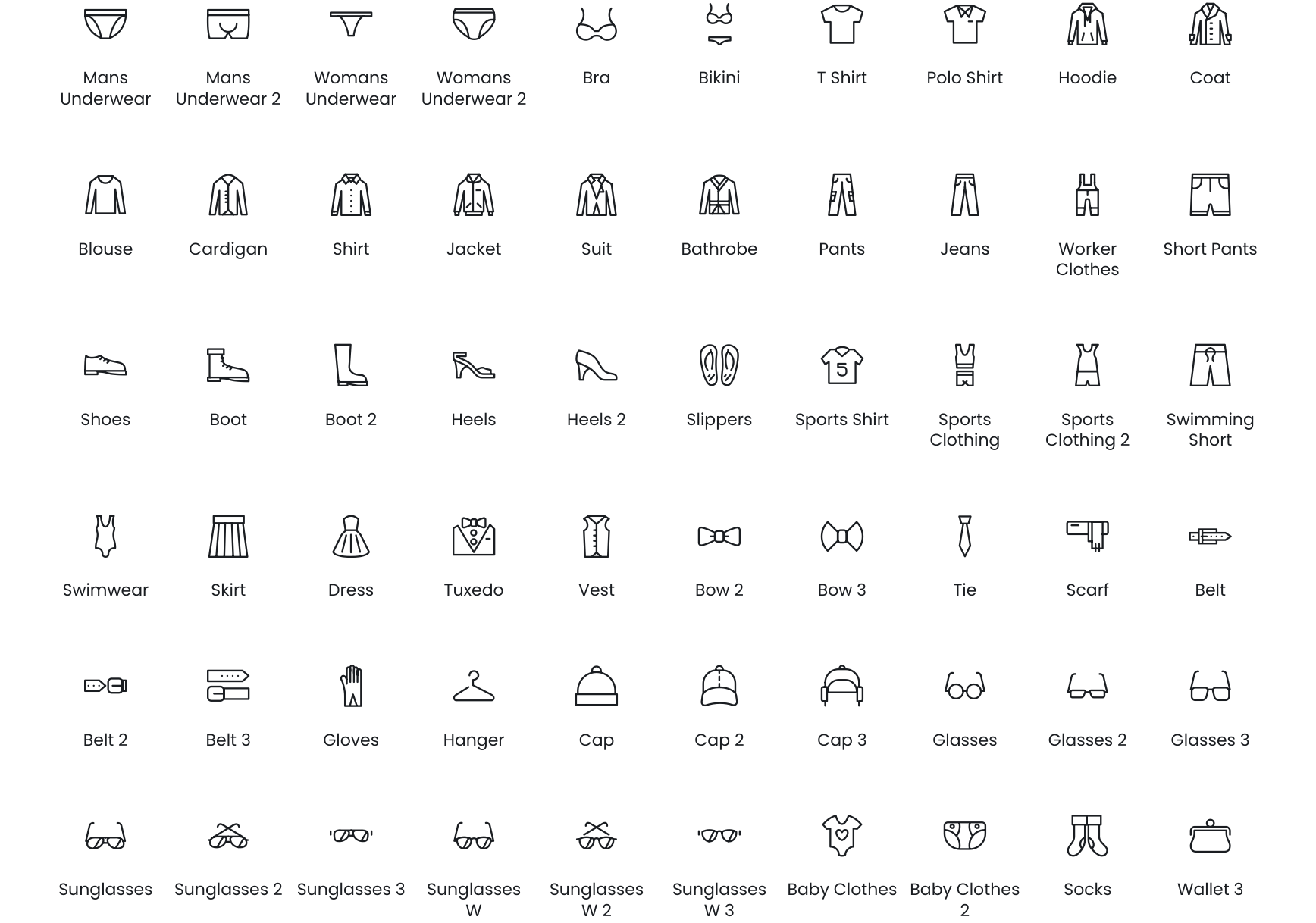 Clothes & Accessories icons