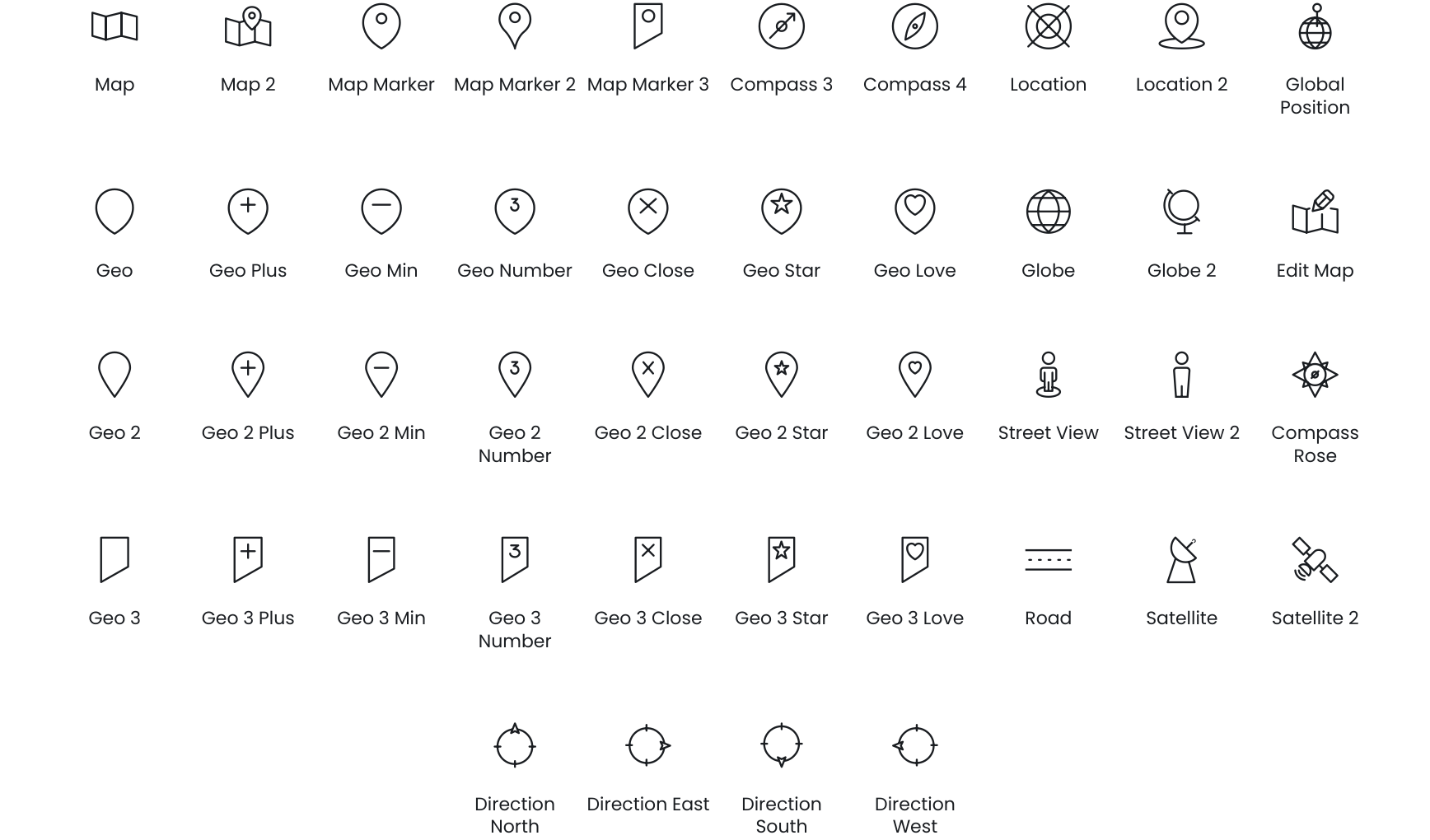 Maps and Locations icons