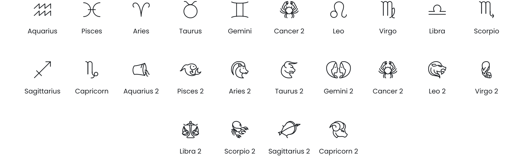 Zodiac icons