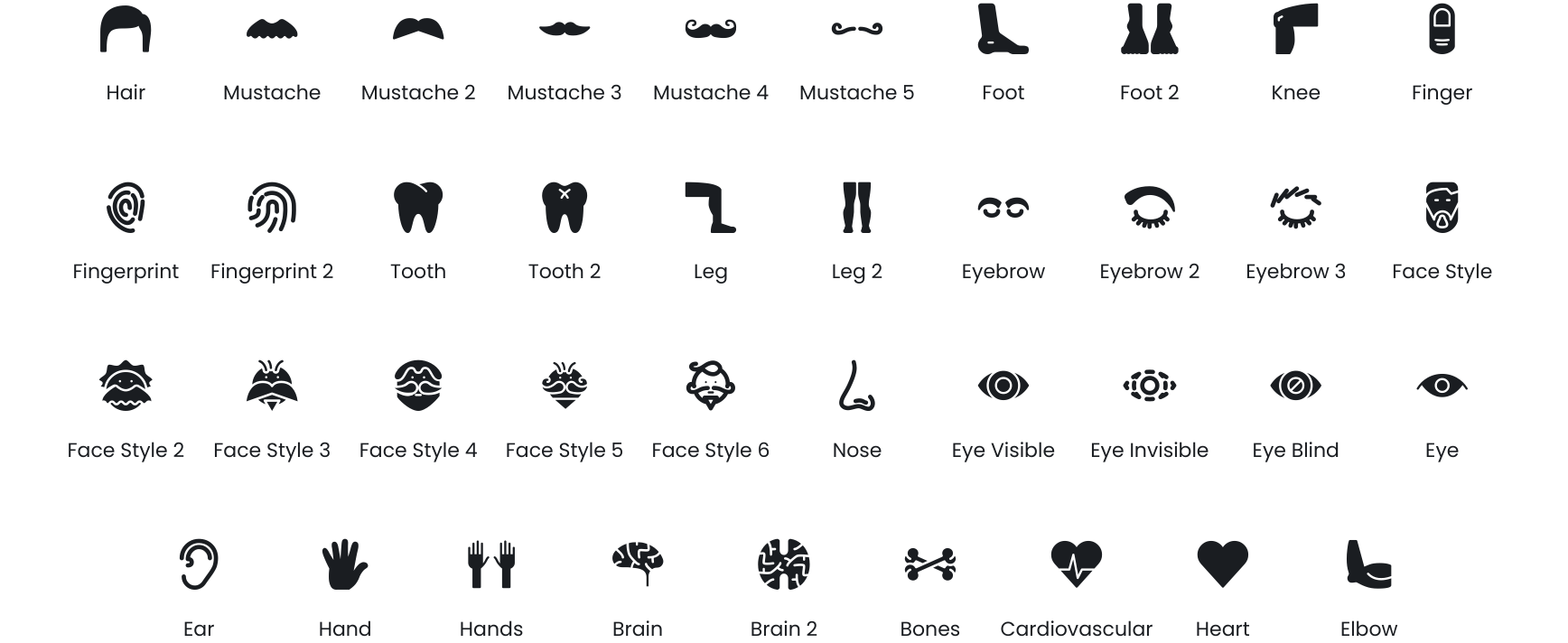 Body Parts icons