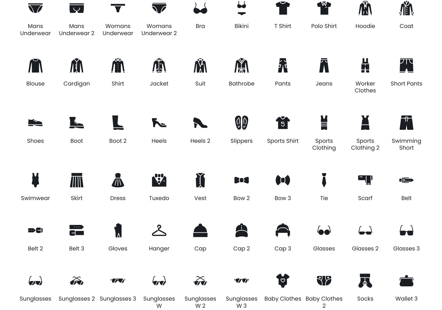 Clothes & Accessories icons