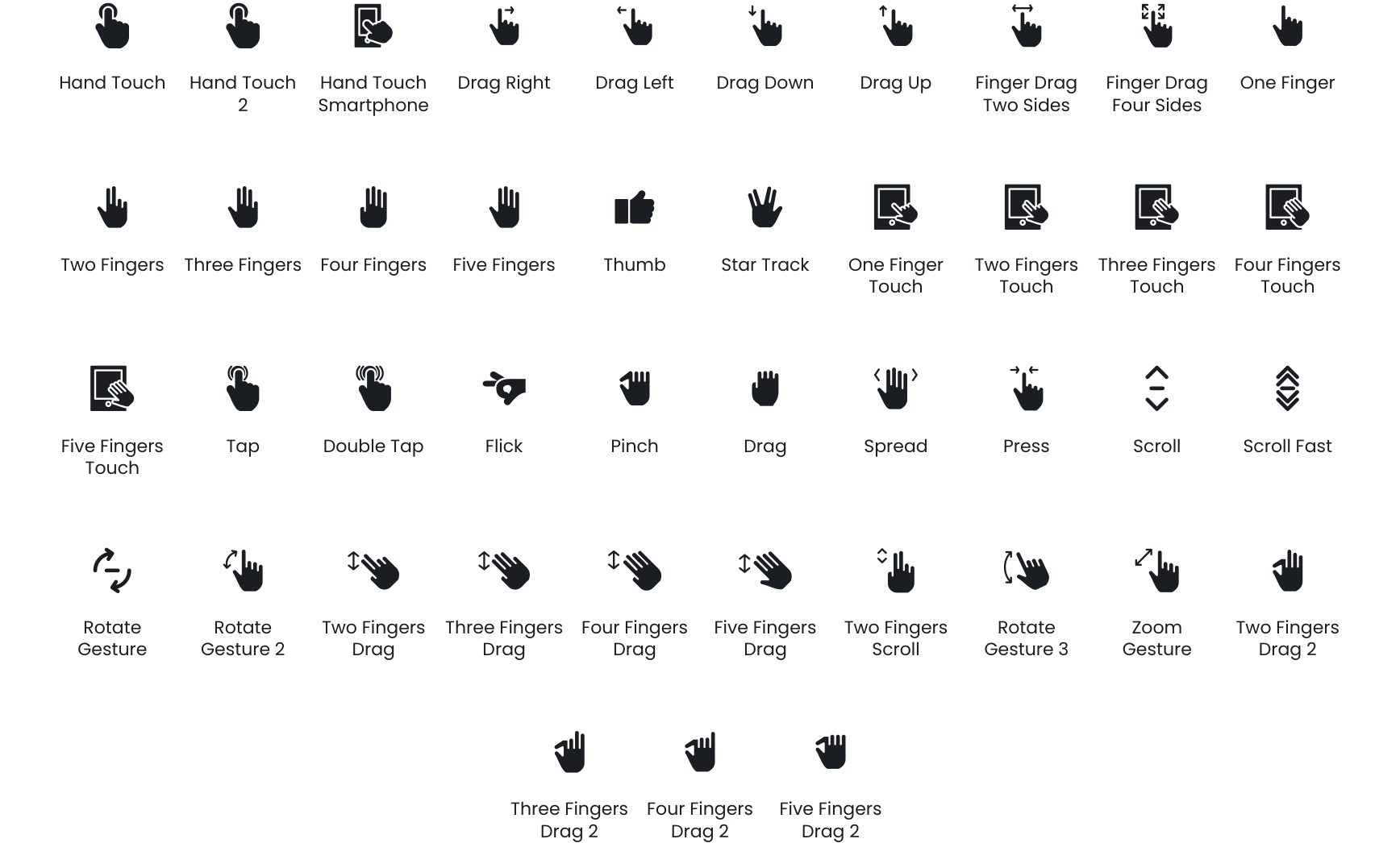 Touch Gestures icons