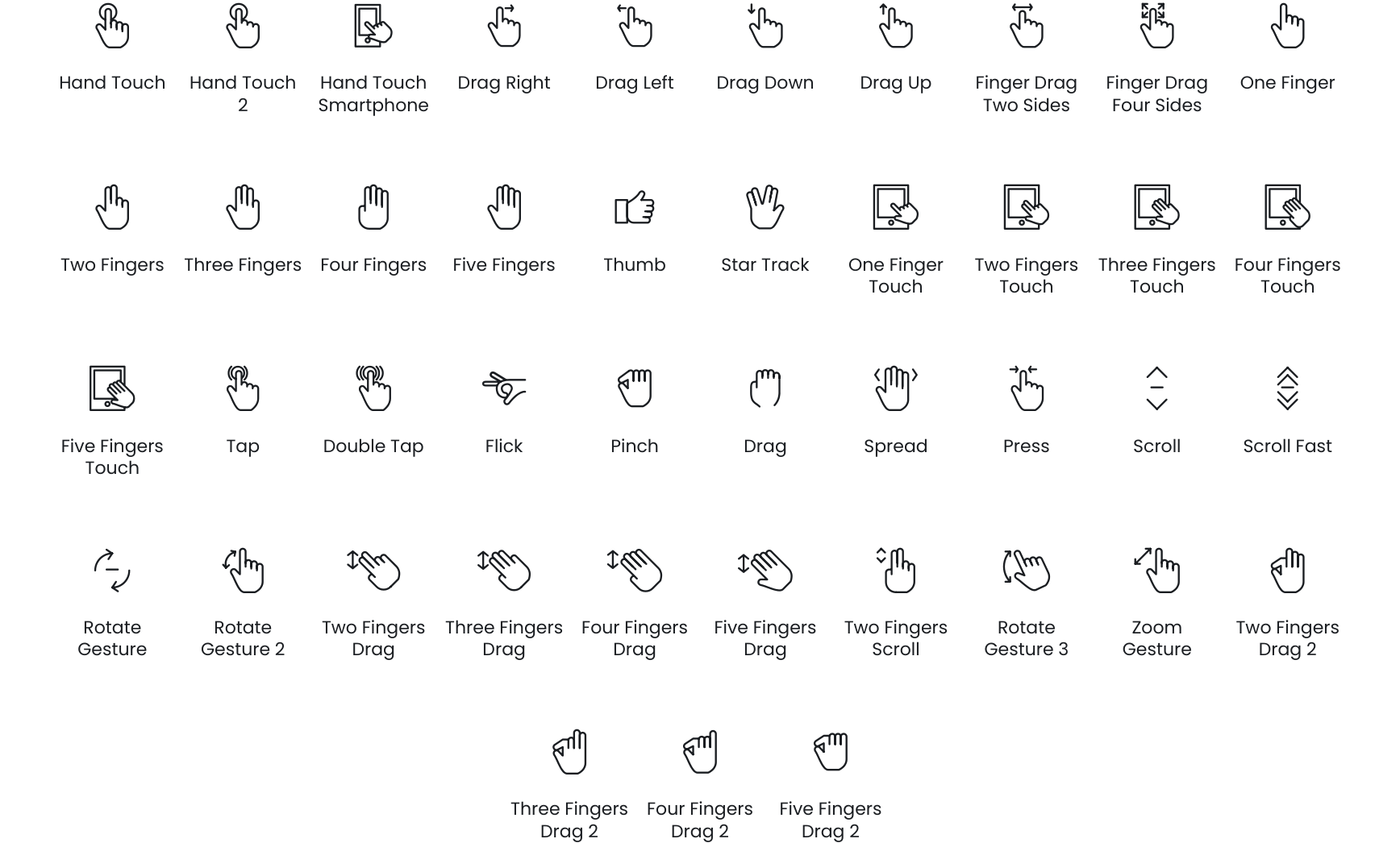 Touch Gestures icons