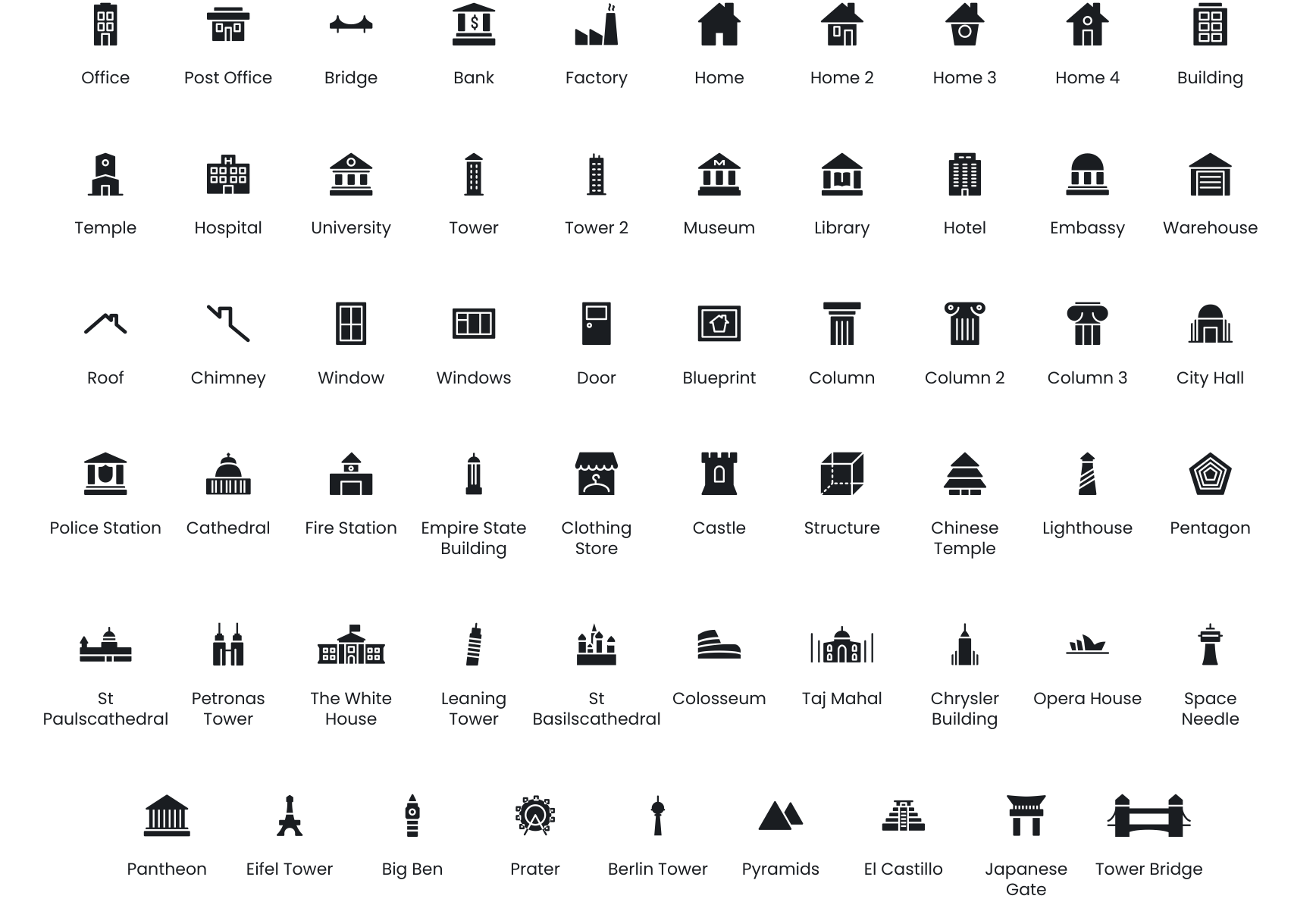 Buildings & Landmarks icons