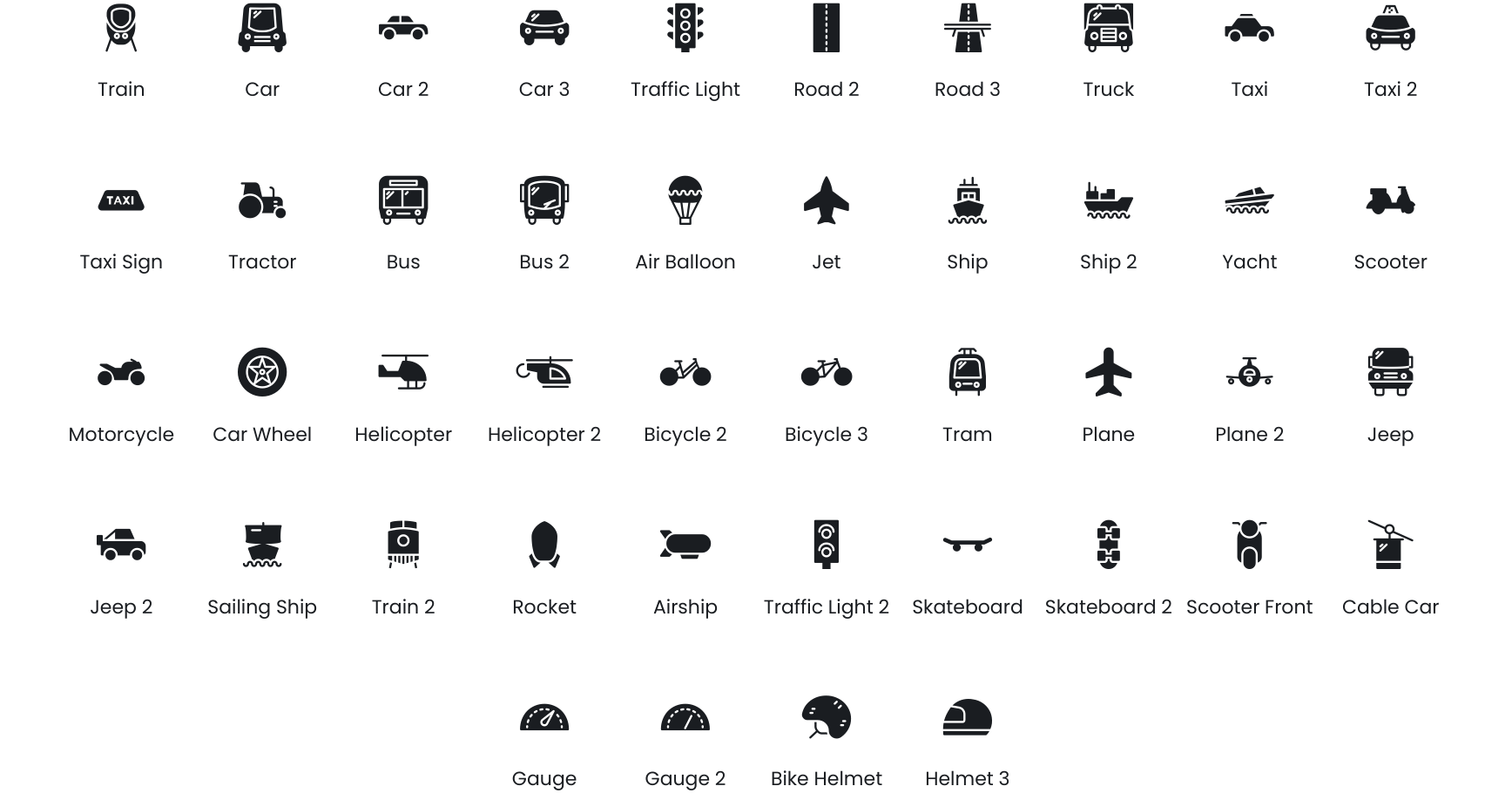 Transportations icons